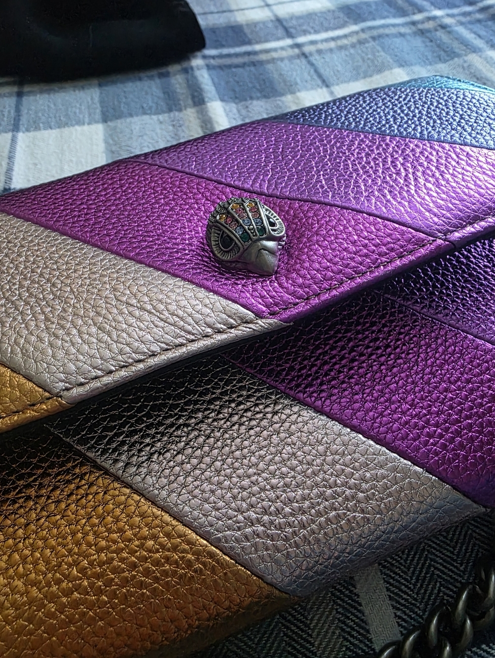 Kurt Geiger Rainbow Wallet Metallic Crossbody Bag Kensington Rainbow BNWT - Picture 7 of 8